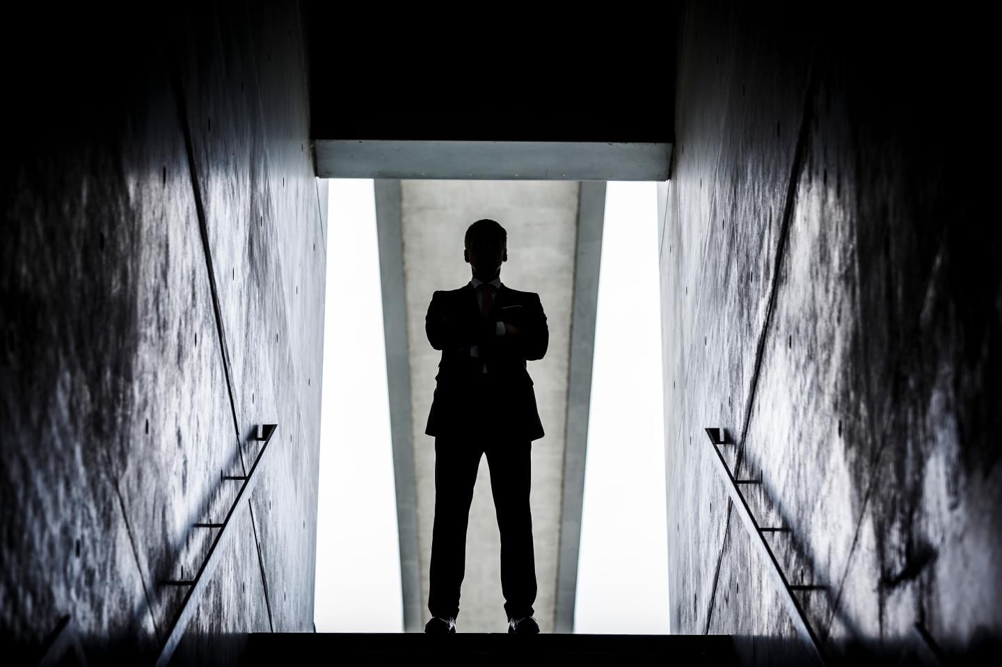 Man walks into the light
