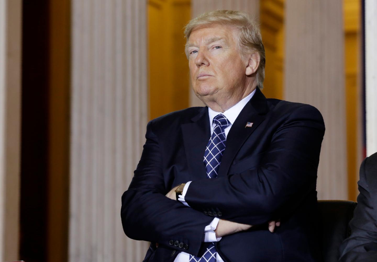 U.S. President Trump attends U.S. Holocaust Memorial Museum's "Days of Remembrance" ceremony in the  Capitol Rotunda in Washington