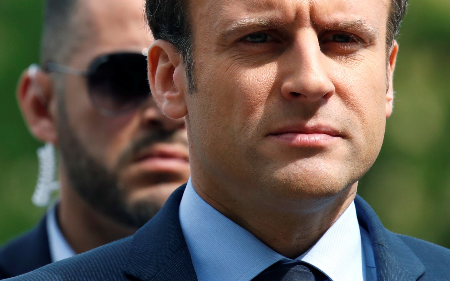 Emmanuel Macron, head of the political movement En Marche !, or Onwards !, and candidate for the 2017 French presidential election, attends a ceremony in Paris