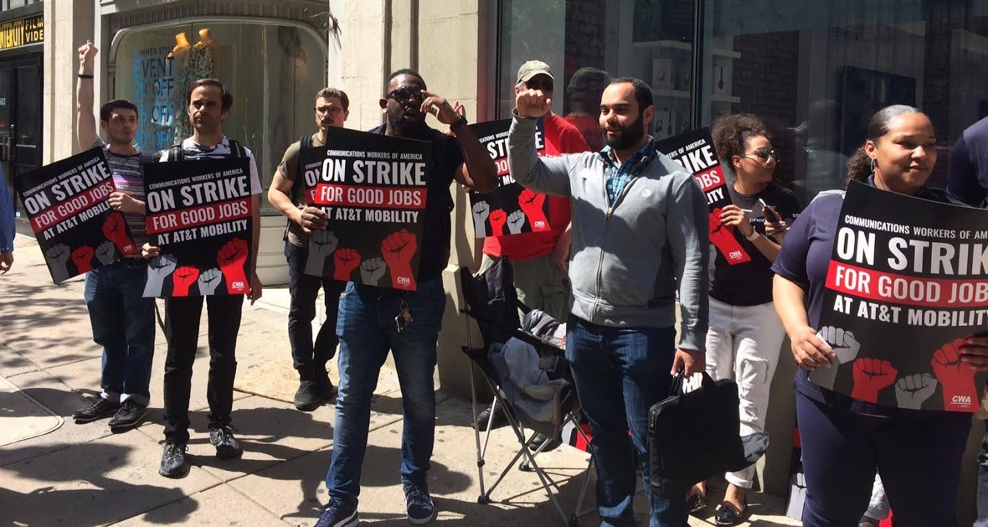 AT&T workers in Philadelphia walk out on strike