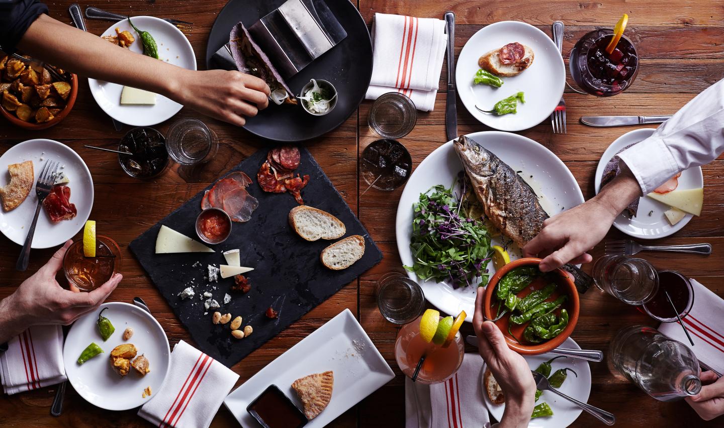 Aerial view of dinner table