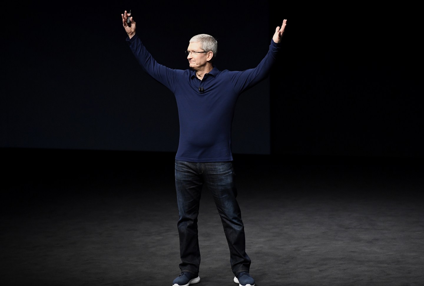 Apple CEO Tim Cook revealing the last iPhone