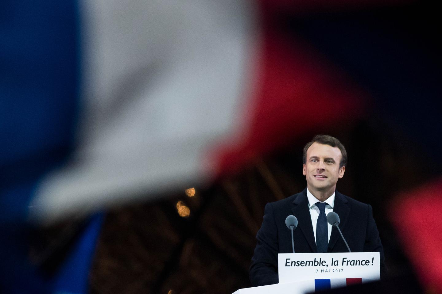 Presidential Candidate Emmanuel Macron Holds His Electoral Evening At Le Louvre  In Paris