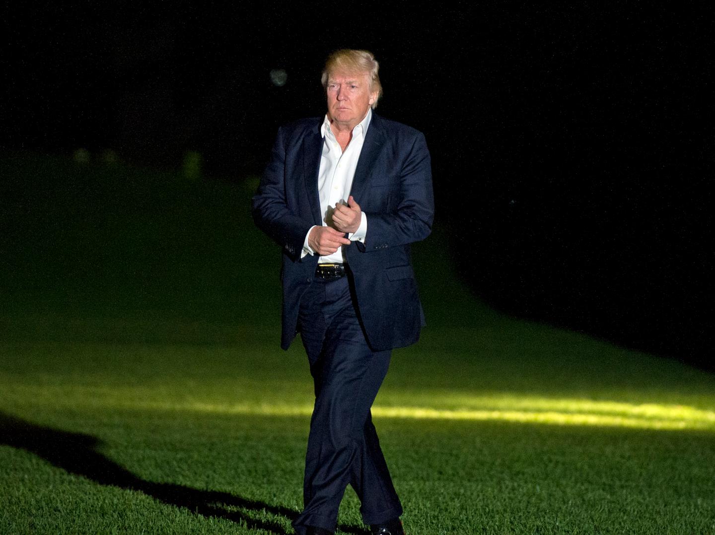 Donald Trump on Sunday returning to Washington, DC. from a weekend trip to the Trump National Golf Club in Bedminster, N.J. The President said his support for historically black colleges and universities is "unwavering."