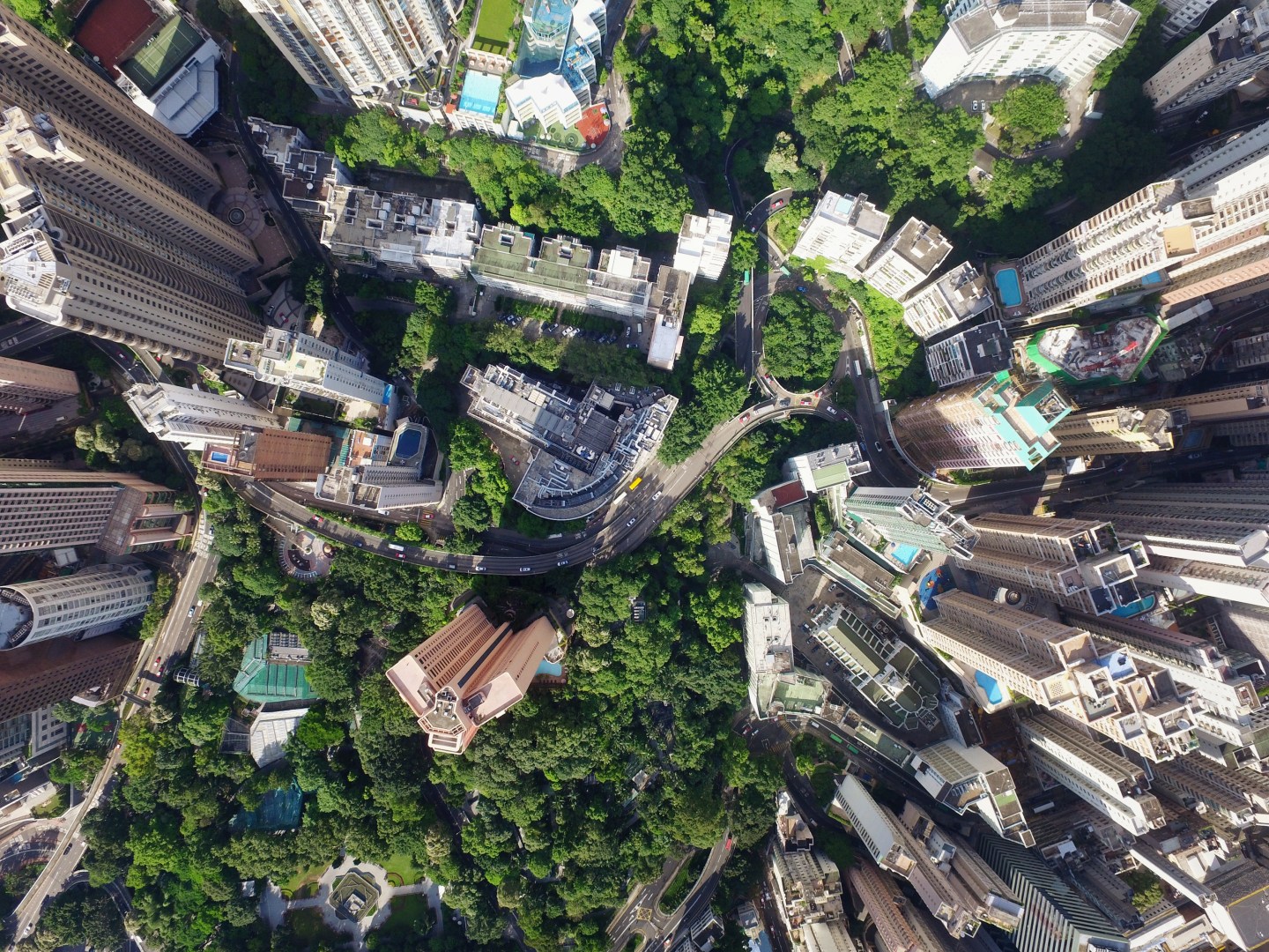 Aerial view of Hong Kong City