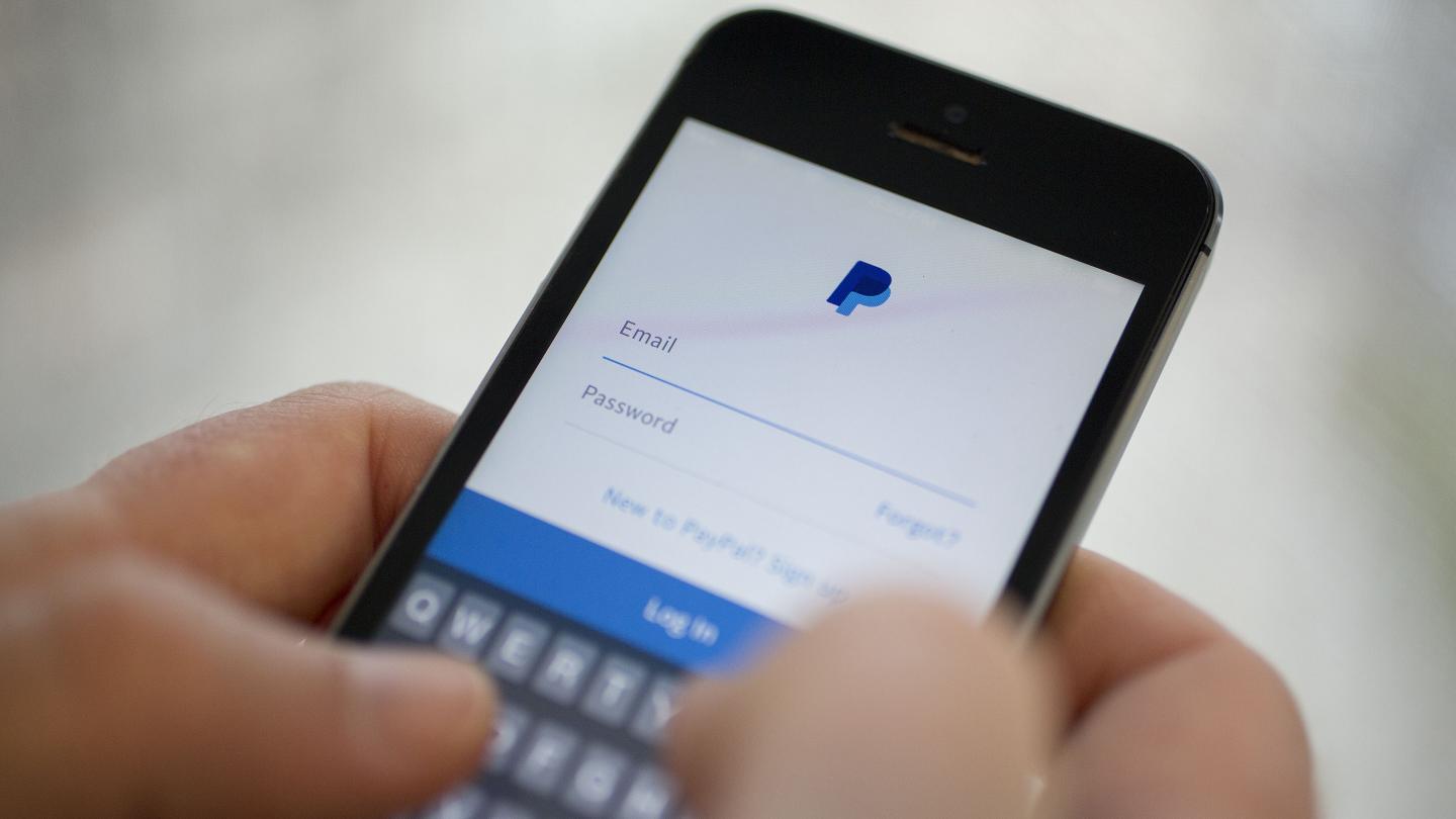 Paypal's app running on an iphone