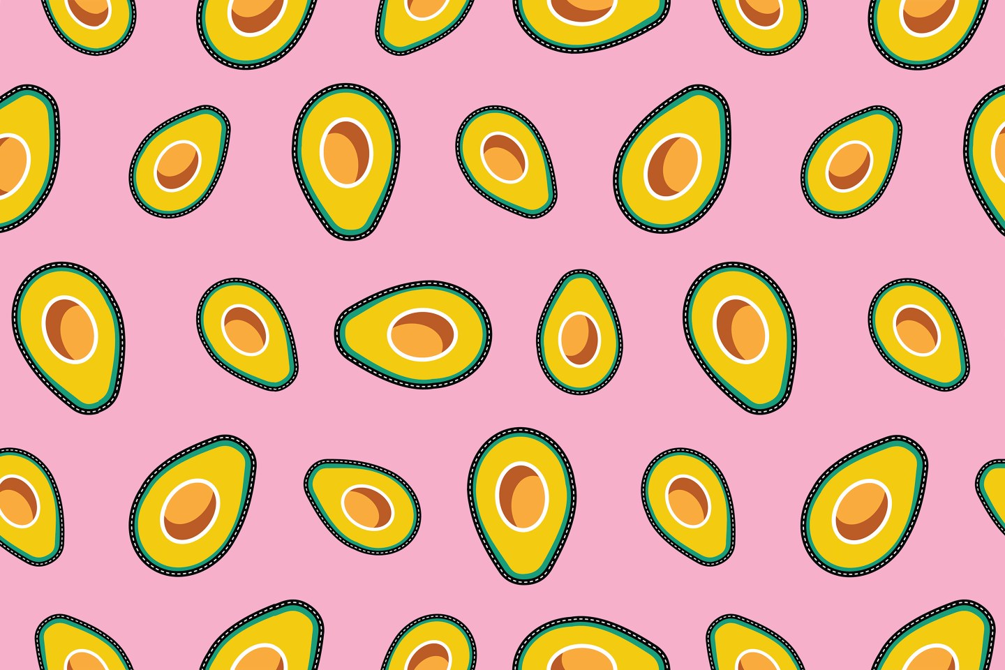 Cartoon seamless background with avocado designs