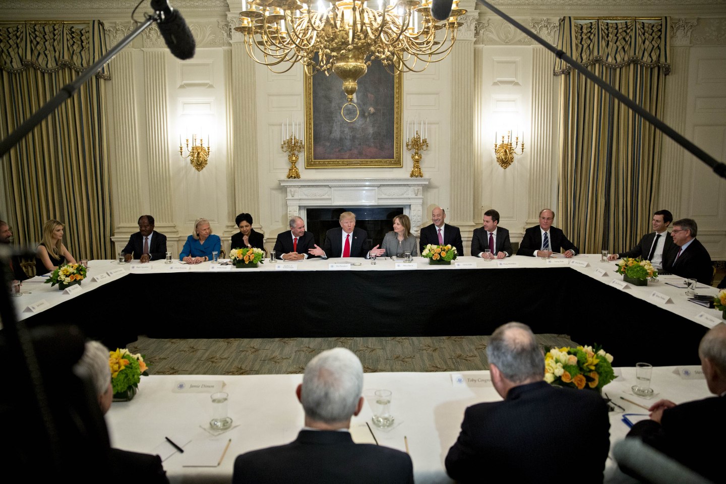 President Trump Participates In Strategic And Policy Forum At The White House