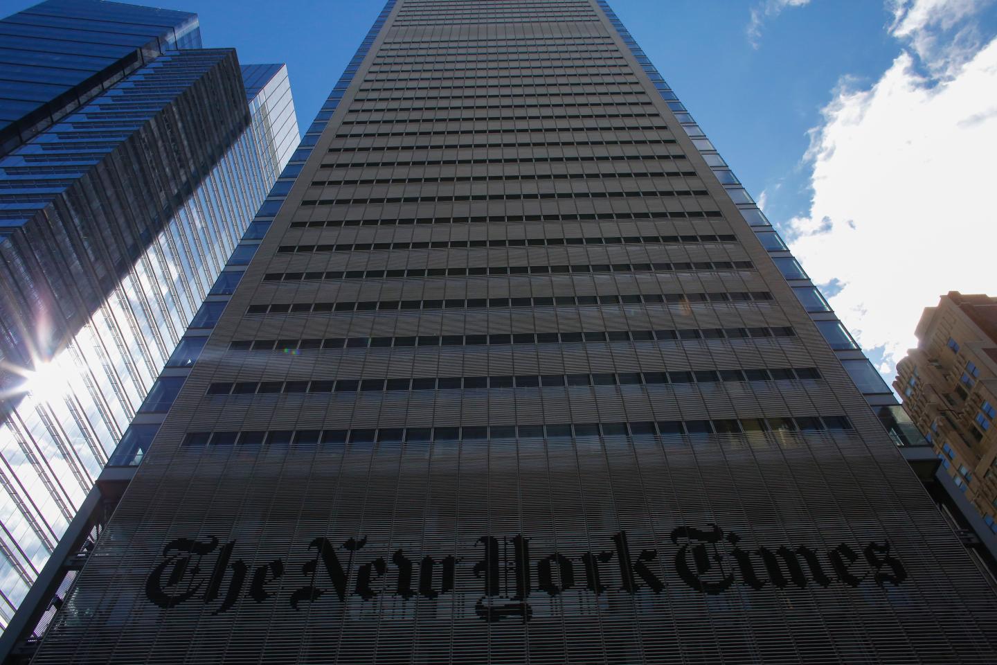 The New York Times Building is seen on February 26, 2017 in New York.
