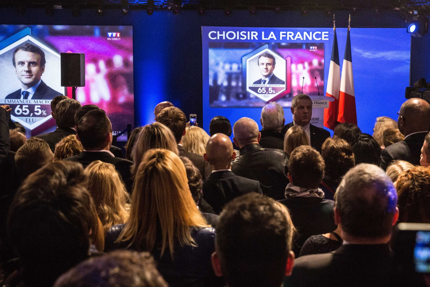 Presidential Candidate Marine Le Pen Holds Her Electoral Evening At Chalet Du Lac In Paris