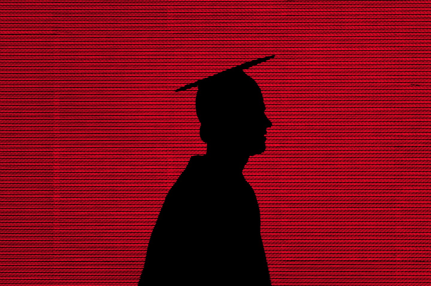 USA, Massachusetts, Cambridge, College graduate in front of red LED screen