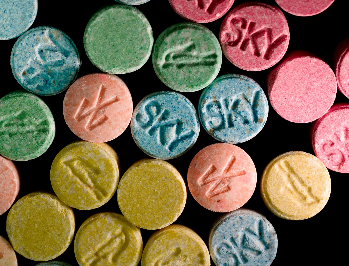 Undated handout of ecstasy pills, which contain MDMA as their main chemical