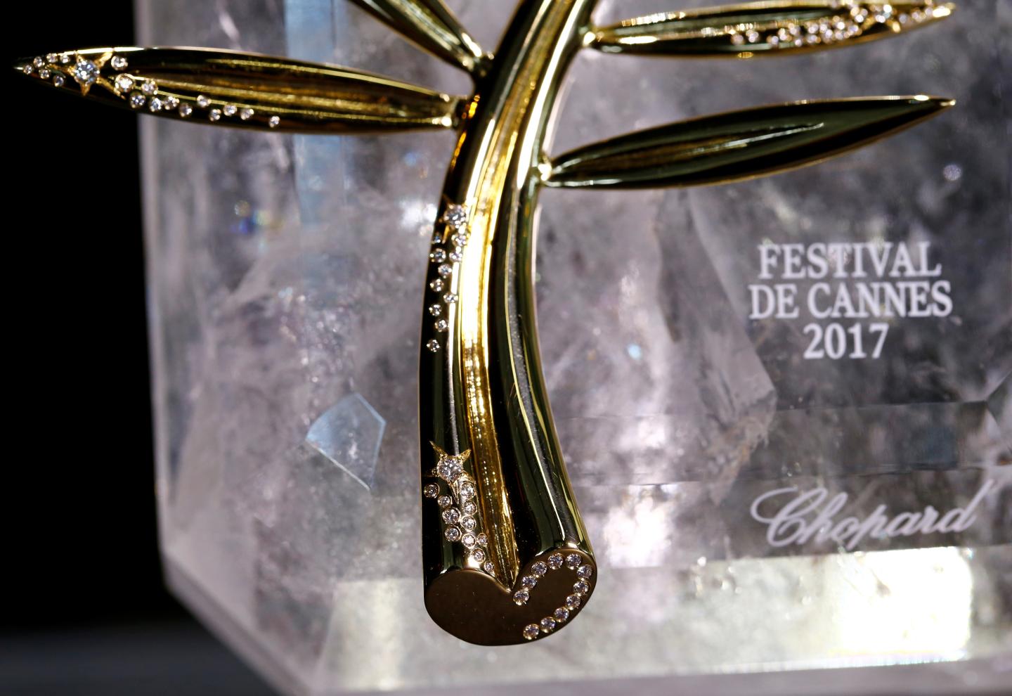 The Palme d'Or award of the upcoming 70th Cannes Film Festival is pictured during a photo call at Chopard headquarters in Meyrin