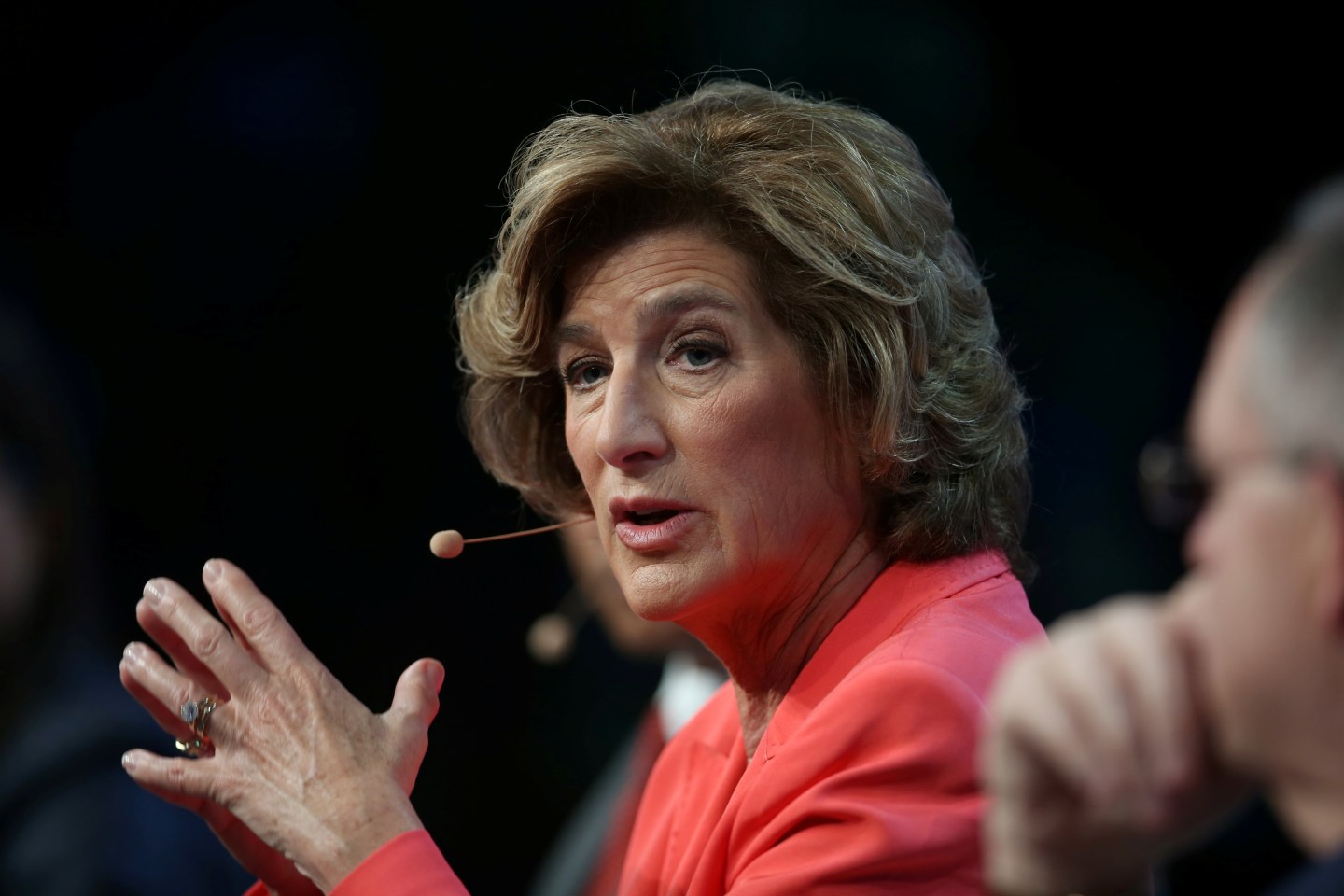 Denise Morrison, President and CEO of Campbell Soup Company, speaks during the Milken Institute Global Conference in Beverly Hills