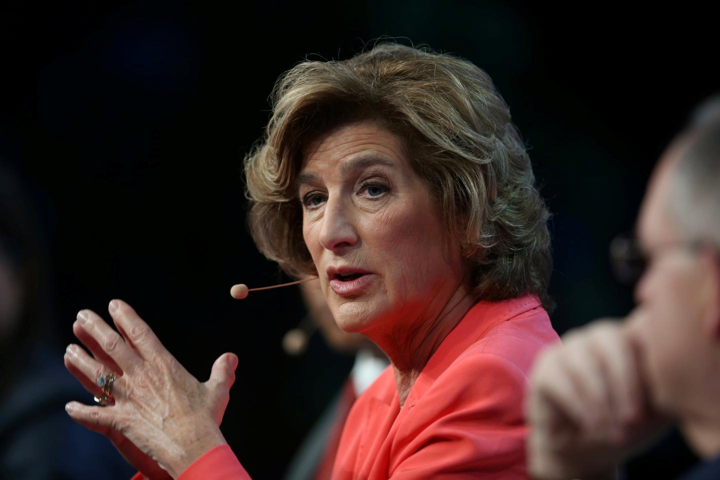 Denise Morrison, President and CEO of Campbell Soup Company, speaks during the Milken Institute Global Conference in Beverly Hills