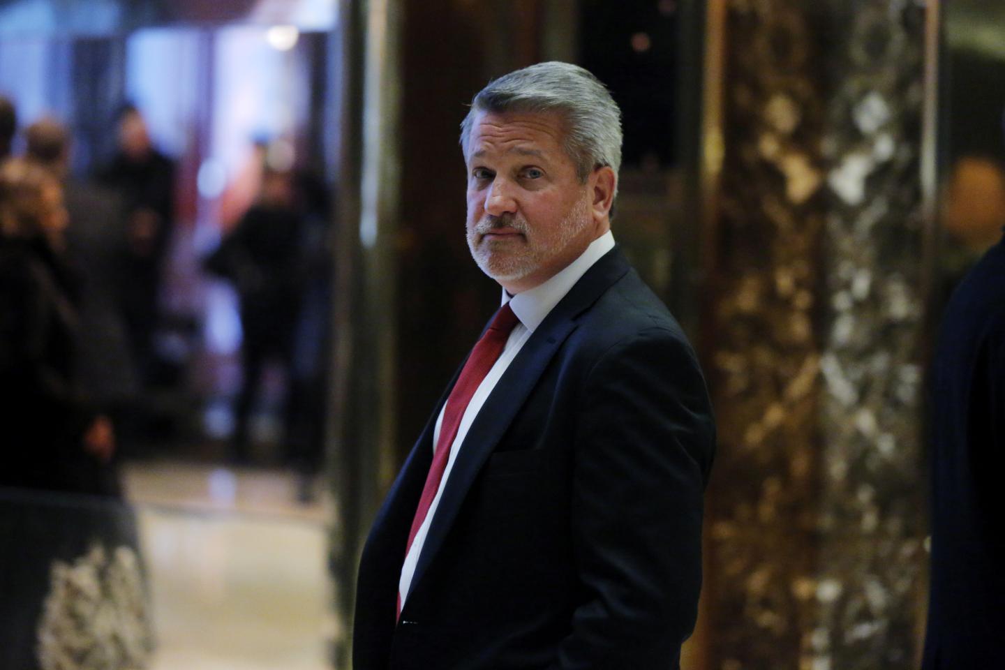 Fox News President Bill Shine departs after meeting with U.S. President-elect Donald Trump at Trump Tower in the Manhattan borough of New York