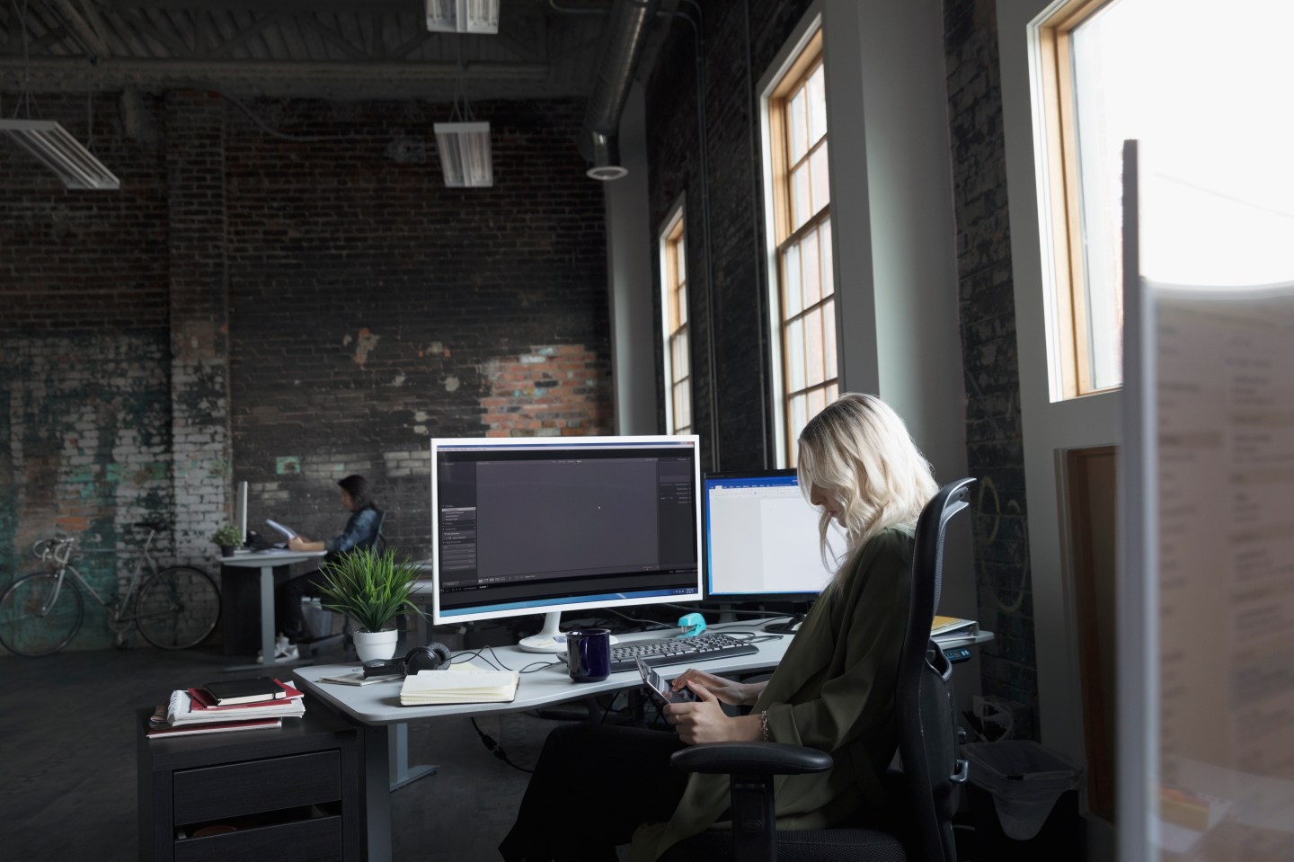 Businesswoman working at computer in office