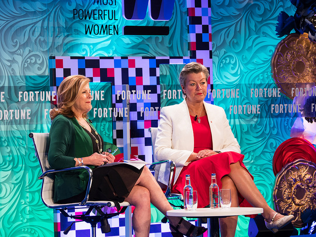 Ylva Johansson, Sweden's Minister of Employment and Integration, at the Fortune Most Powerful Women Summit at the Dorchester Hotel, London, on June 12 2017. Pictures by Peter Dench for Fortune Magazine.