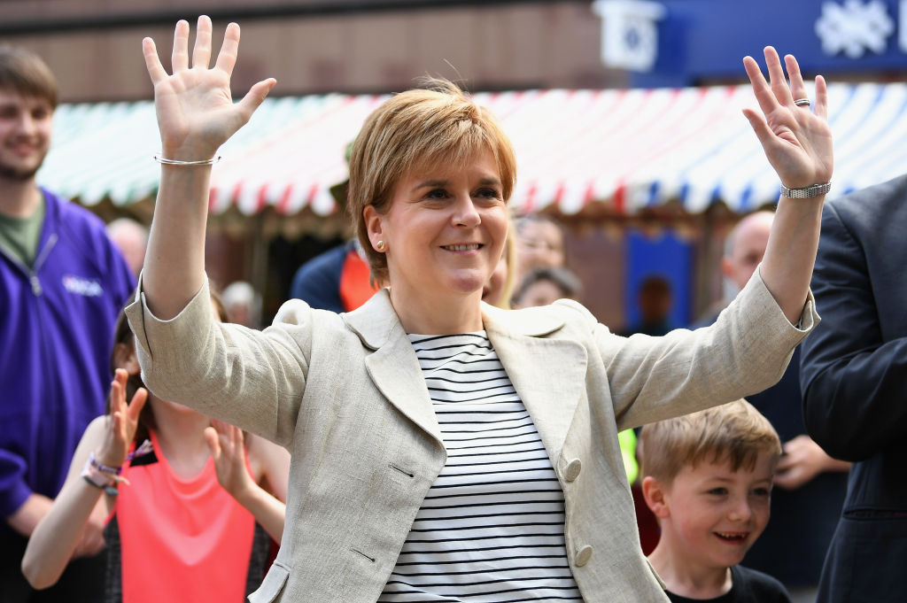 Nicola Sturgeon Boards The SNP Campaign Helicopter For The Last Few Days Of Canvassing