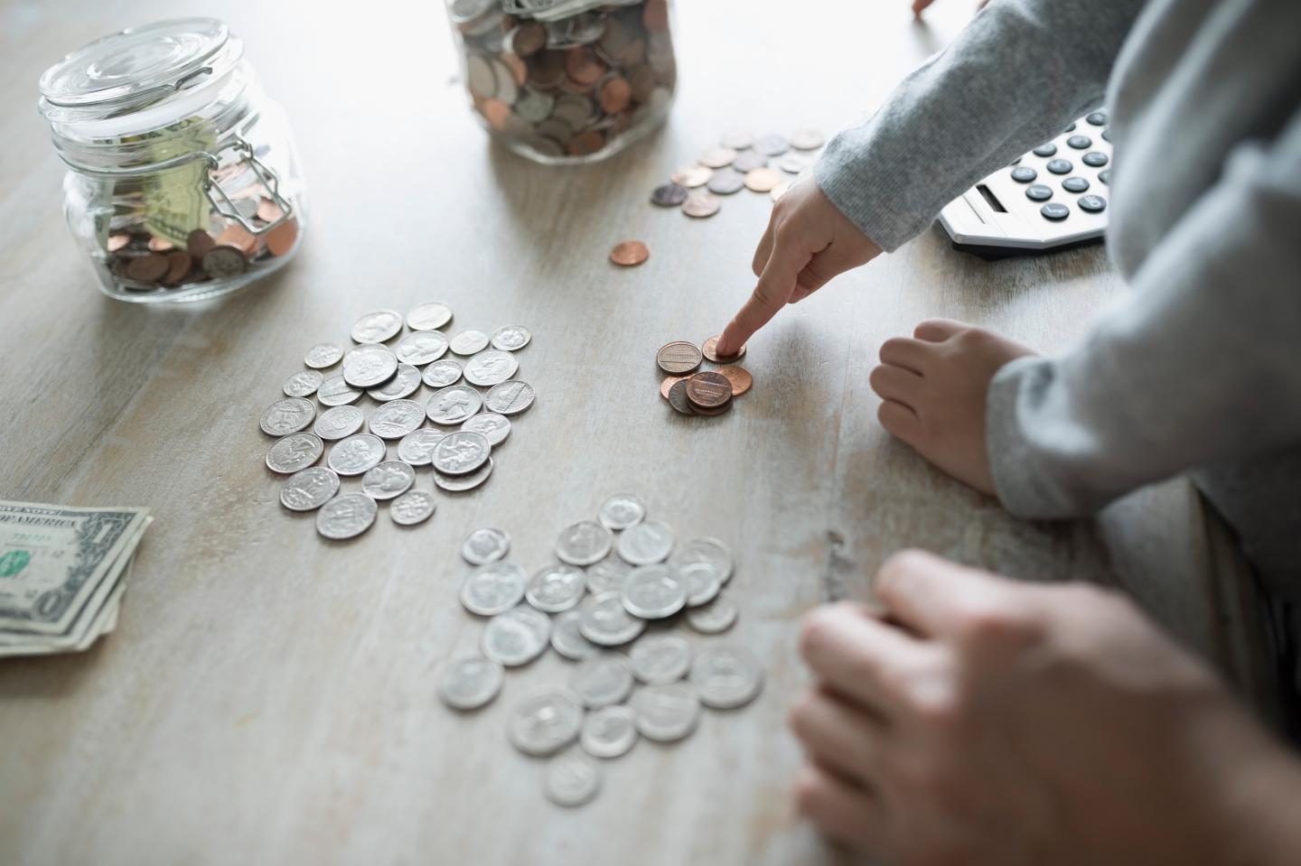 Girl counting allowance money