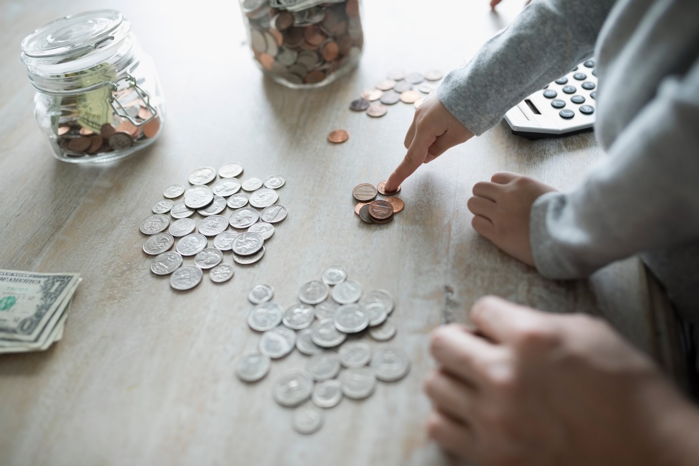 Girl counting allowance money