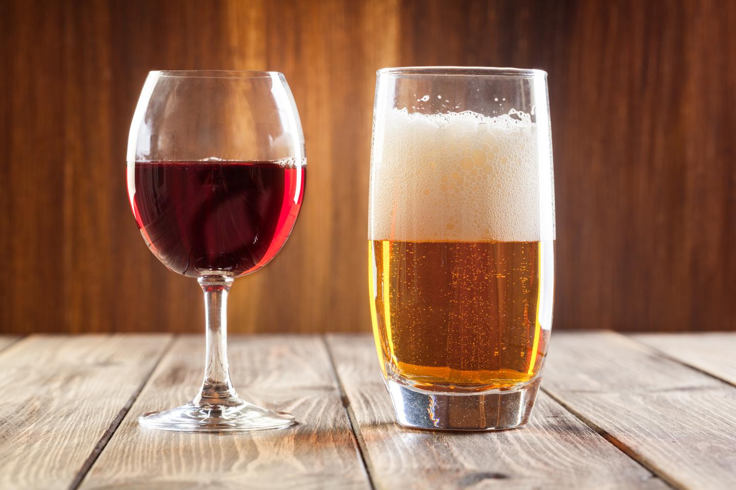 Red wine and beer