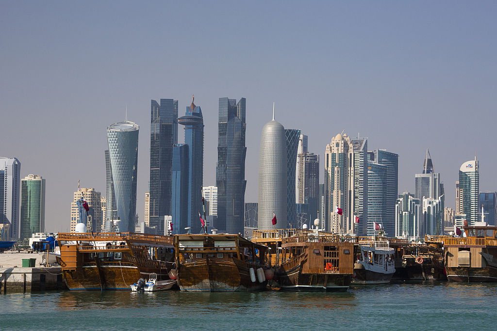 West Bay Skyline with traditional boats