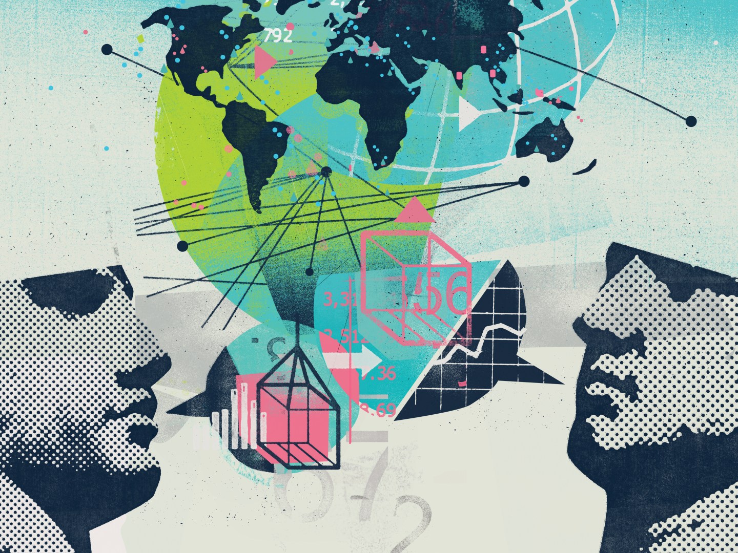 Businessmen discussing global trade