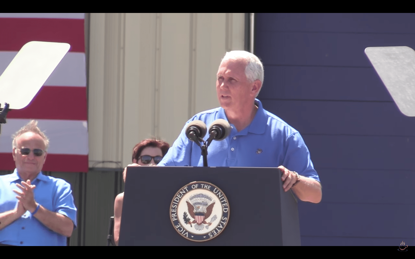 U.S. Vice President Mike Pence speaking at an event near Boone, Iowa on June 3, 2017.