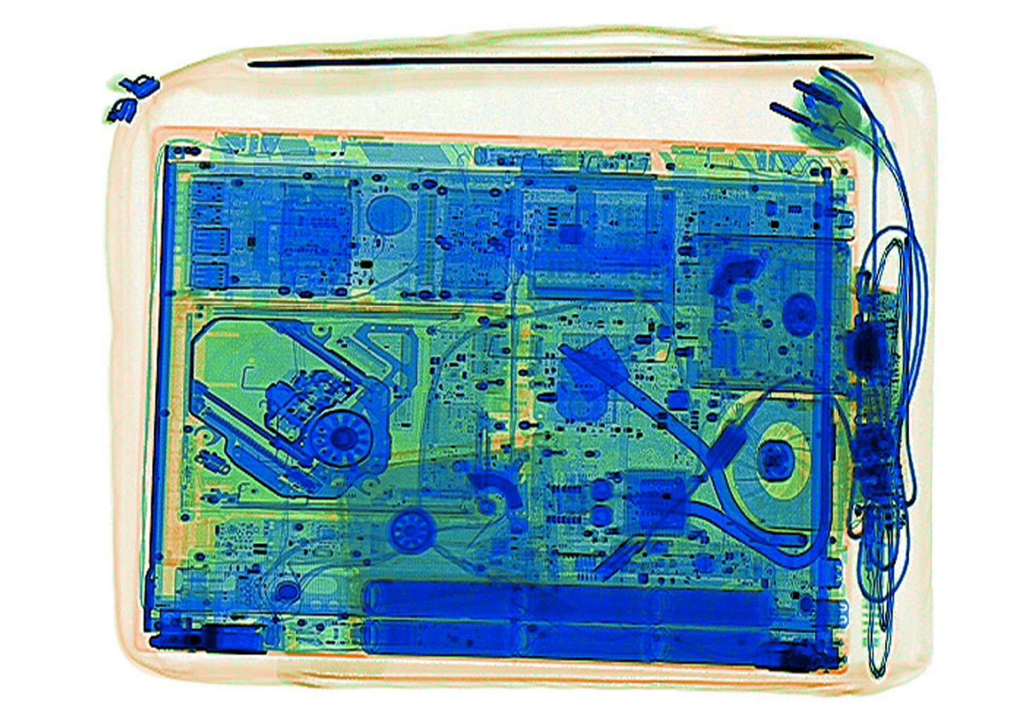 An illustration picture shows a laptop on the screen of an X-ray security scanner