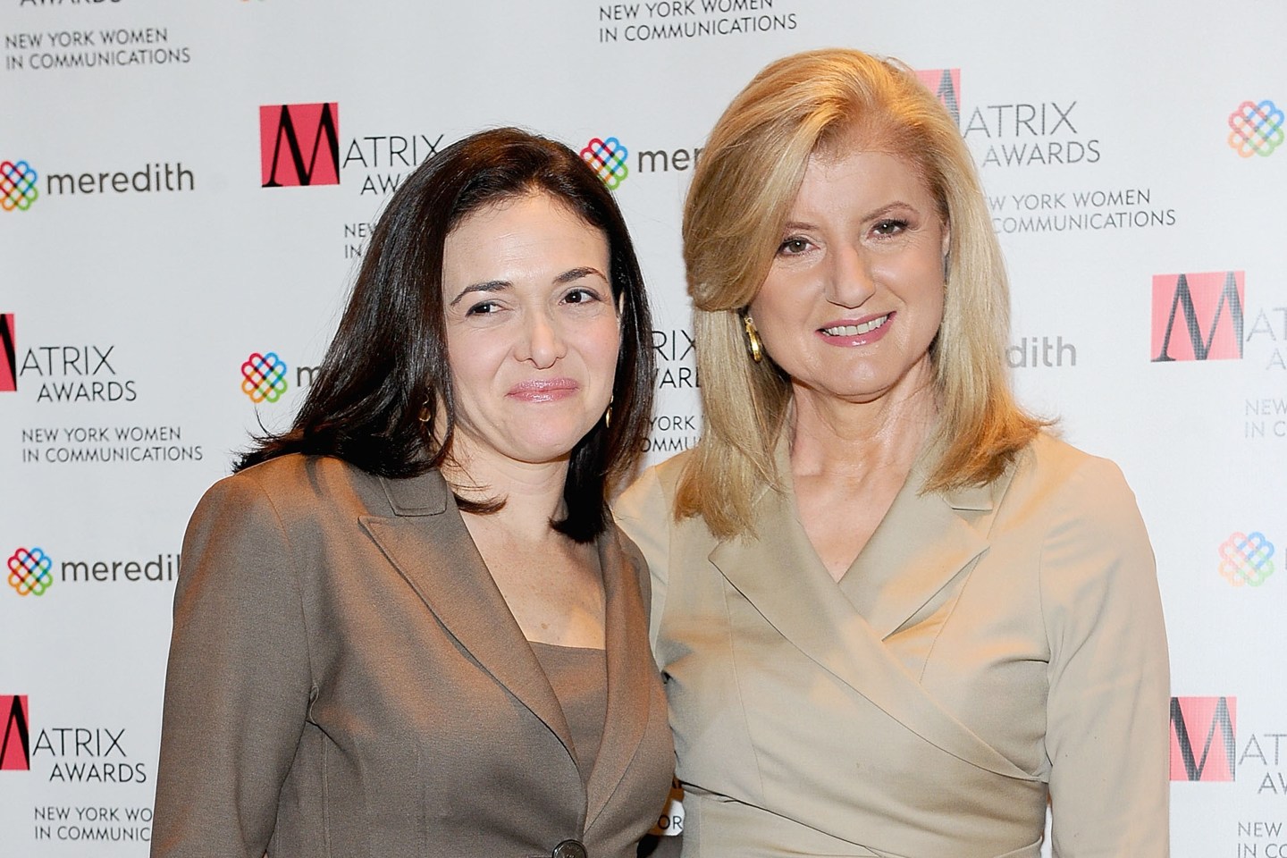 Sheryl Sandberg,CEO of Facebook and Arianna Huffington,Co founder and editor in chief of The Huffington Post attend the 2011 Matrix Awards at The Waldorf Astoria on April 11, 2011 in New York City.