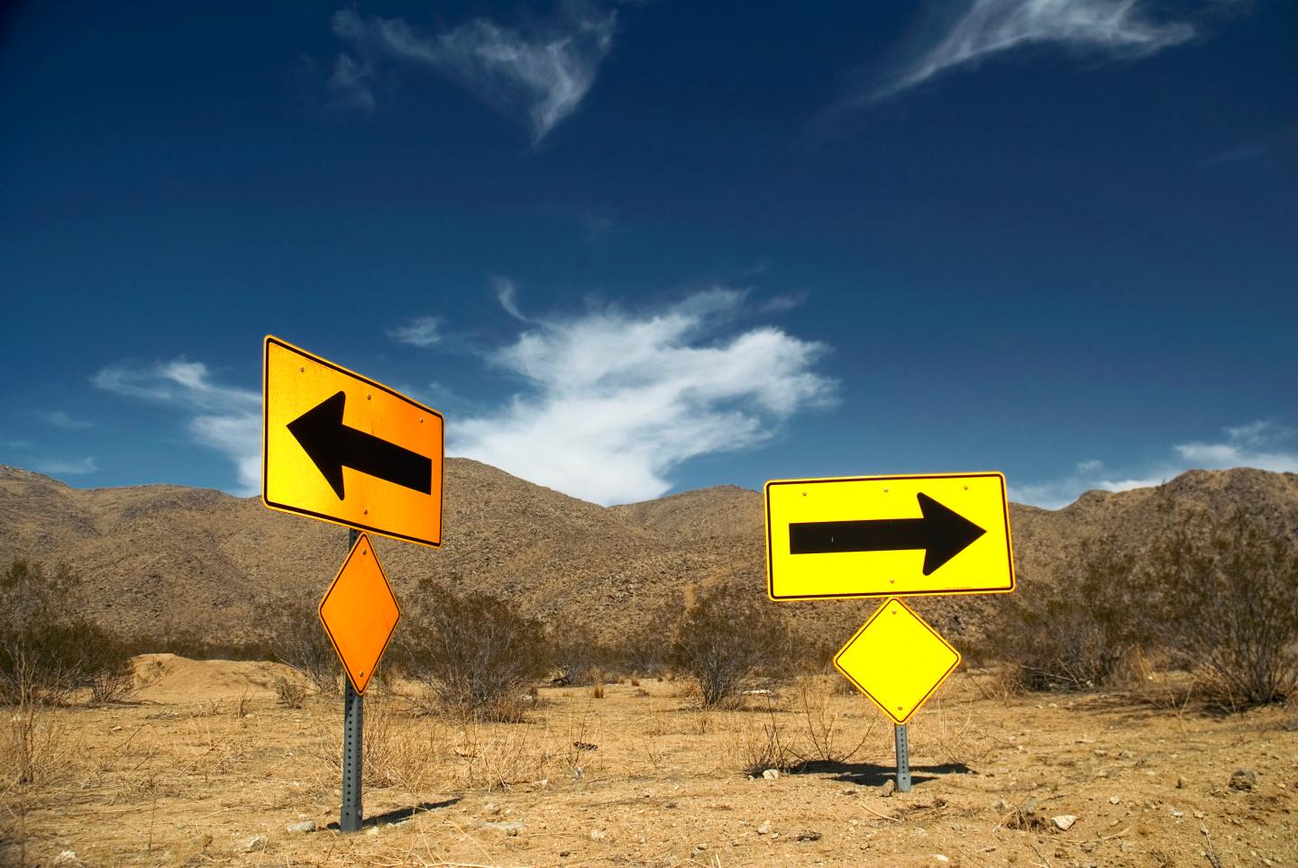 Traffic arrow directional signs.