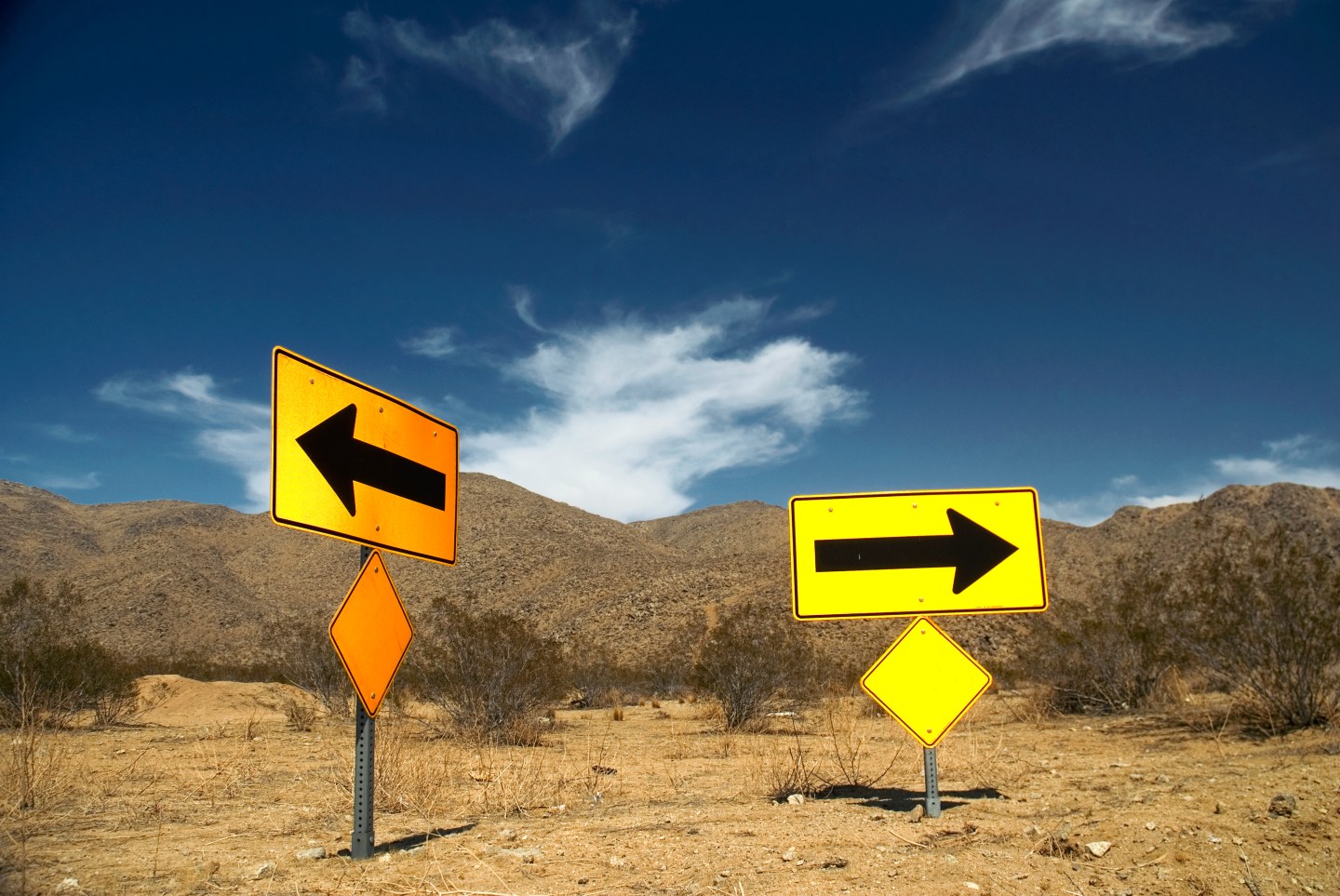 Traffic arrow directional signs.