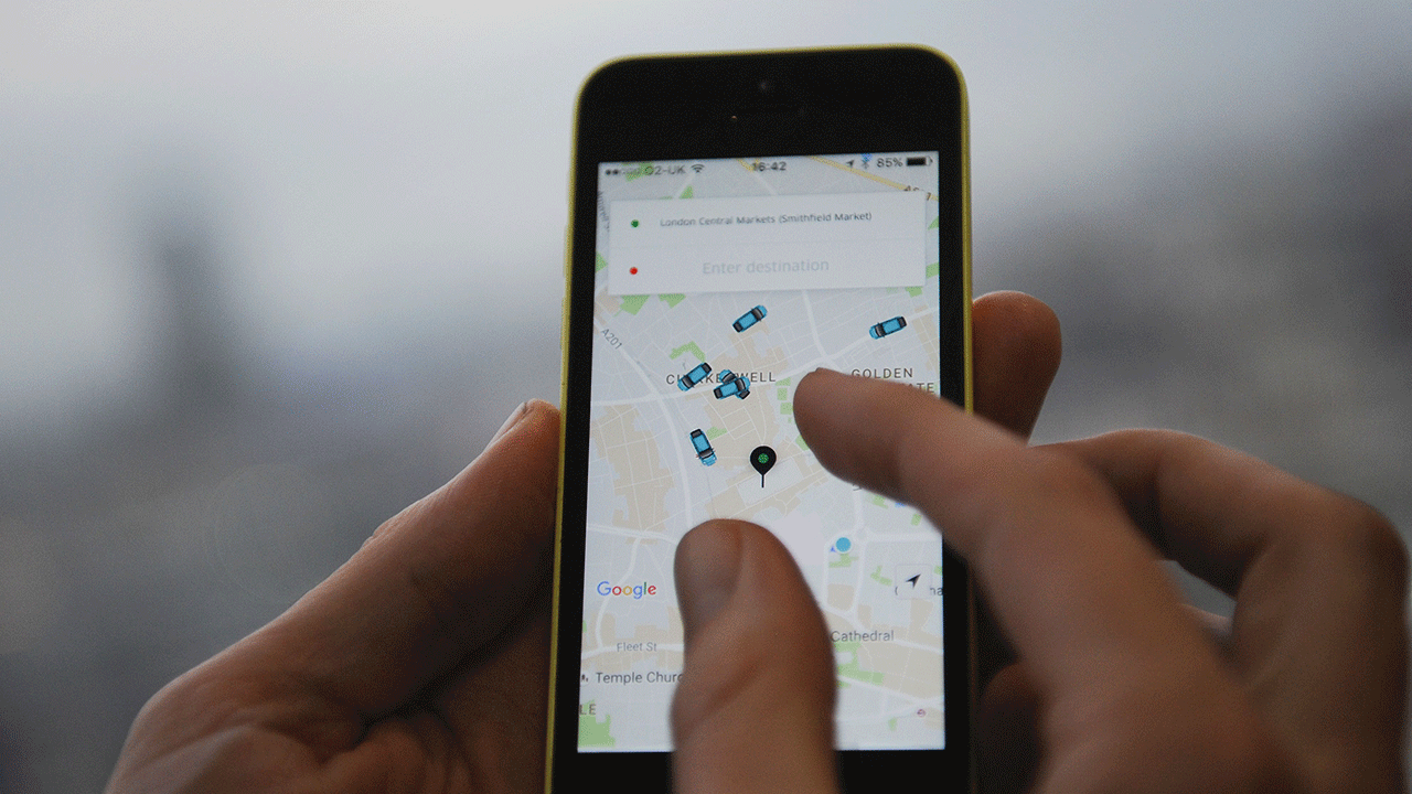 The Uber app.