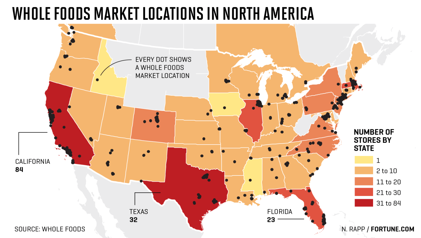 Whole Foods store locations as of June 2017