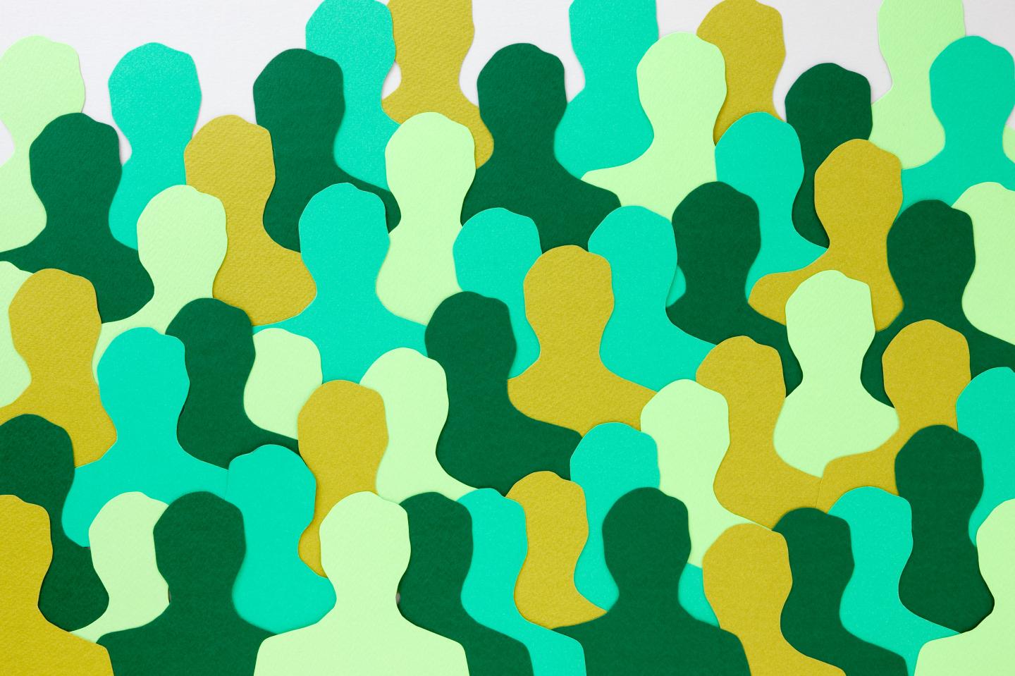Green men crowd