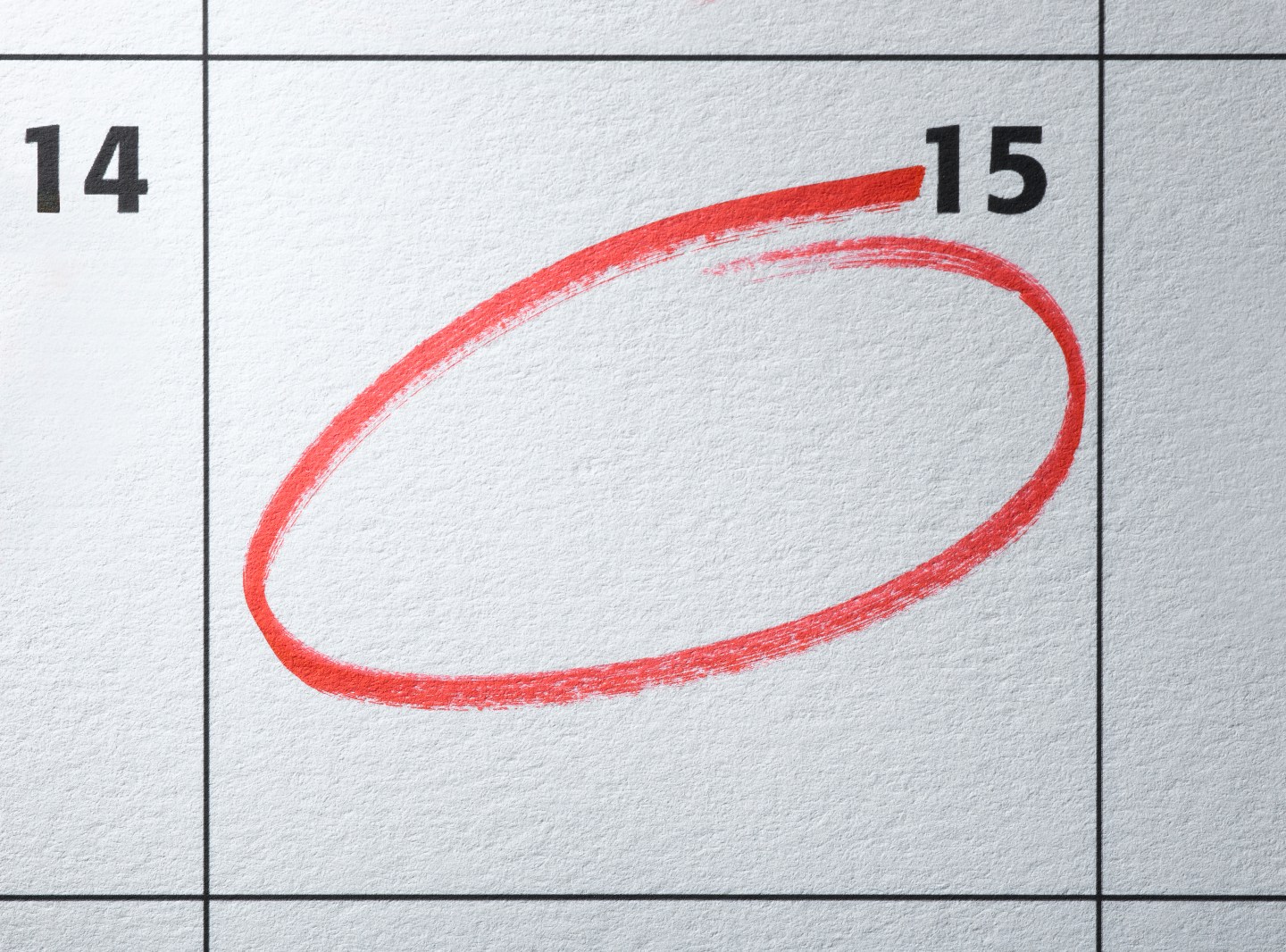 Monthly calendar with day circled in red