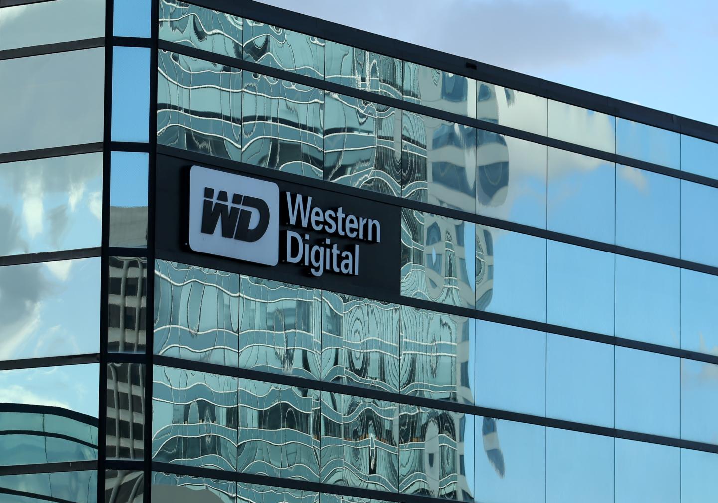 A Western Digital office building is shown in Irvine, California
