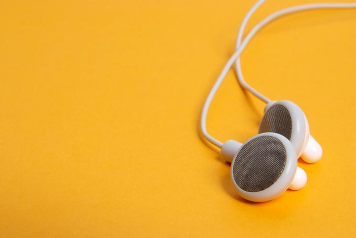 Headphones on orange