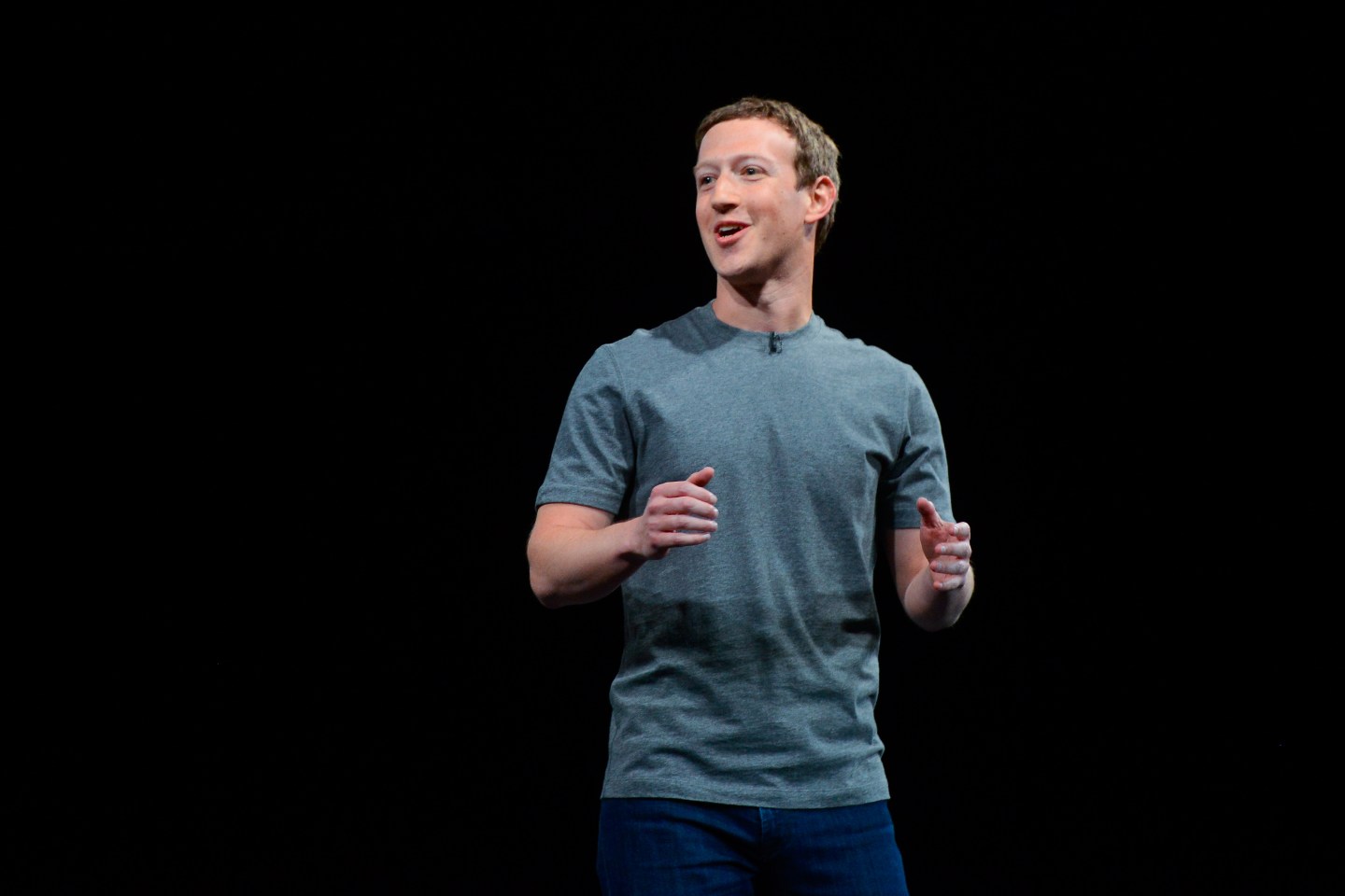 Founder and CEO of Facebook Mark Zuckerberg giving a speech.