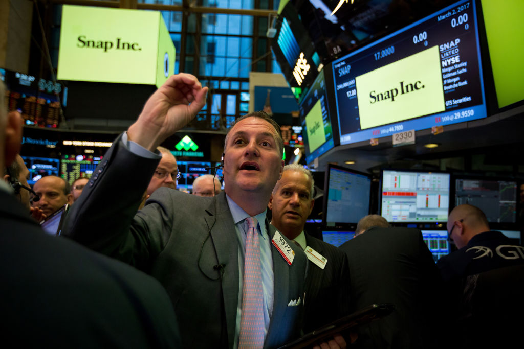 Trading On The Floor Of The NYSE As All Eyes on Snap After 2017's First Tech IPO Prices Above Range
