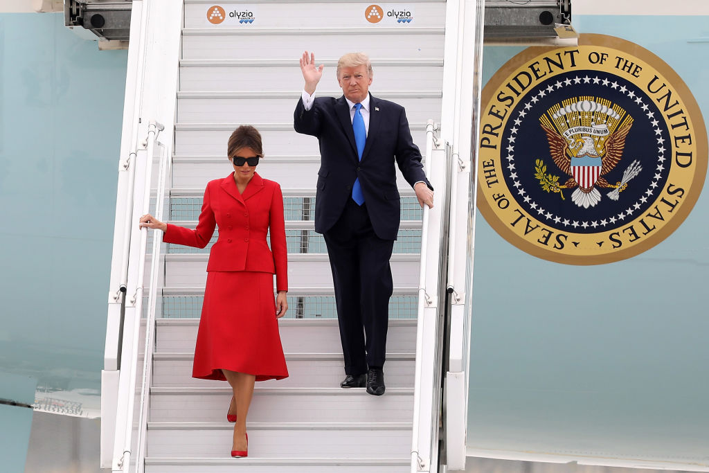 U.S. President Donald Trump Arrives At Orly Airport
