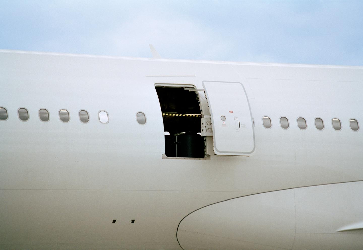 Open door of airplane