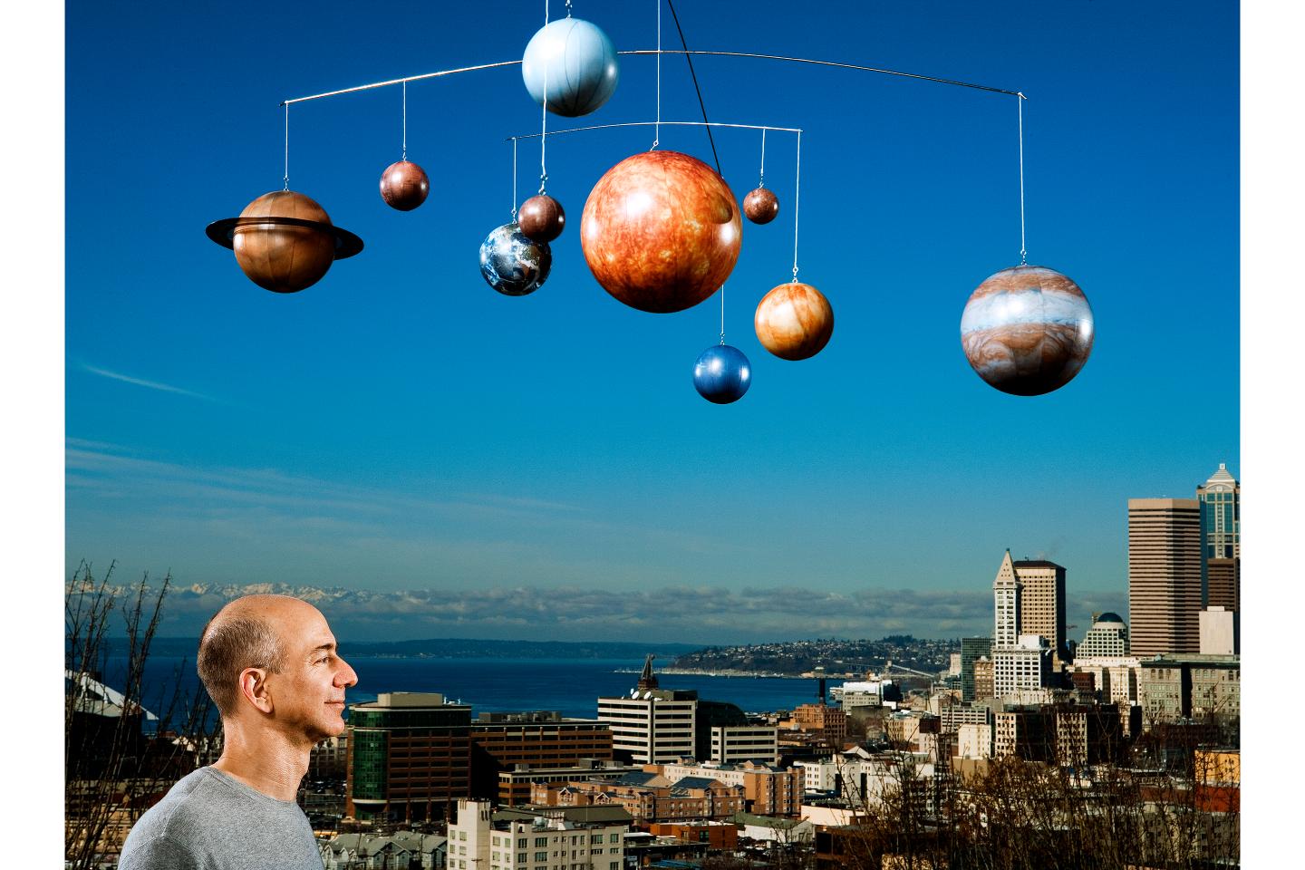 Jeff Bezos photographed outside of the Amazon headquarters in Seattle. Feb, 2008