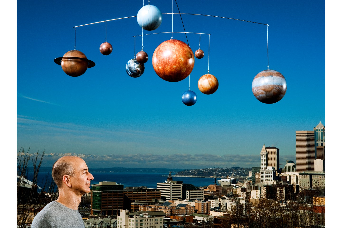 Jeff Bezos photographed outside of the Amazon headquarters in Seattle. Feb, 2008