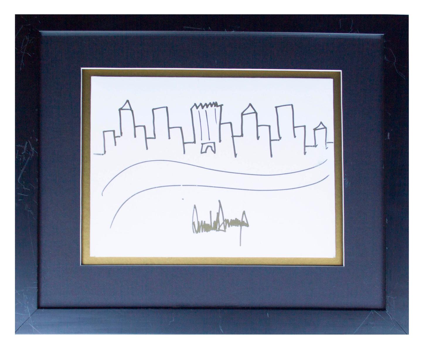 Trump's sketch of the New York City skyline.