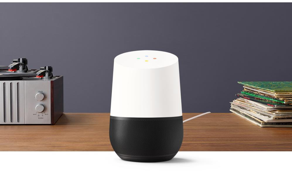 The Google Home smart home device.