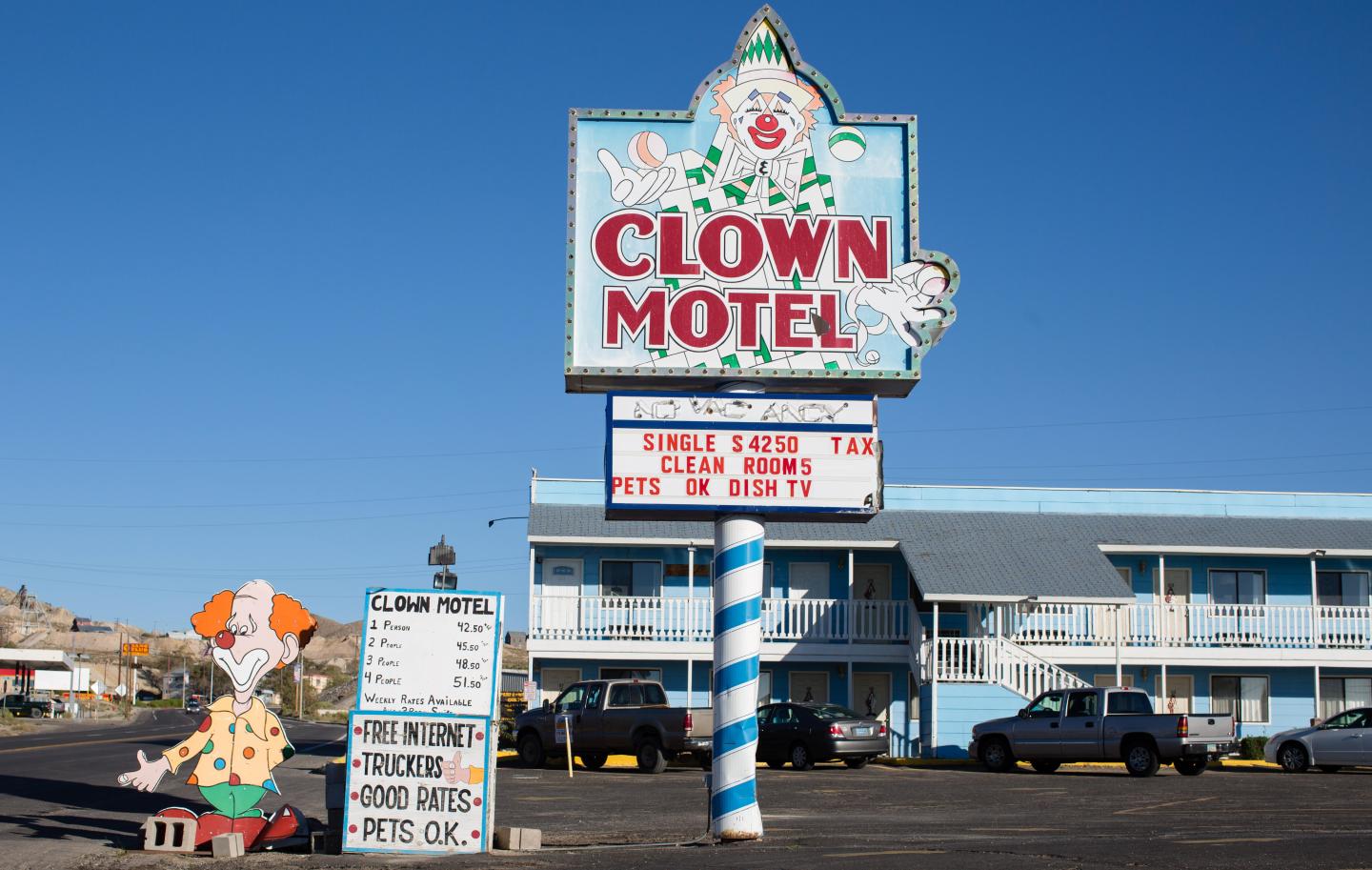 Views of the Clown Motel in Tonopah, Nevada.