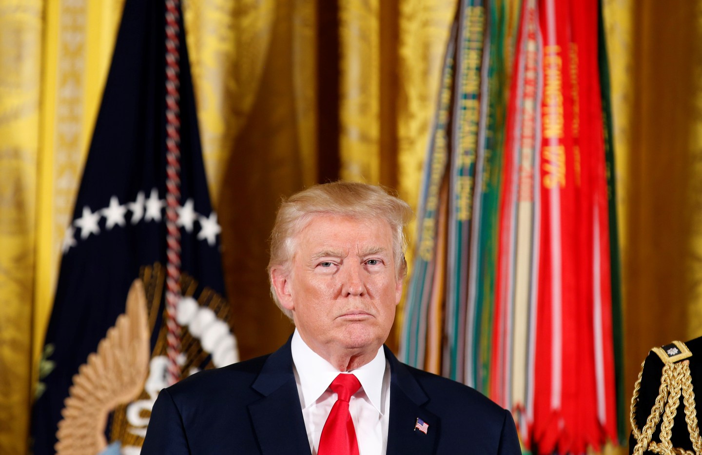 U.S. President Trump awards the Medal of Honor to James McCloughan during a ceremony at the White House in Washington