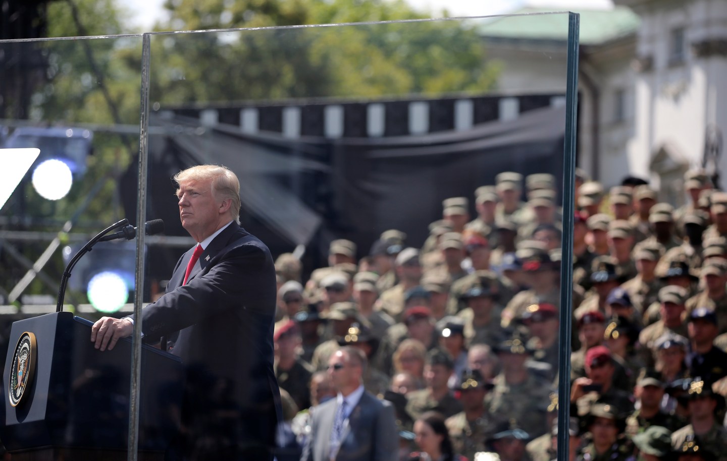 U.S. President Donald Trump gives a public speech at Krasinski Square in Warsaw
